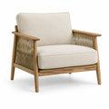 Sessel Eichenholzrahmen Beige Polyester Seilgeflecht