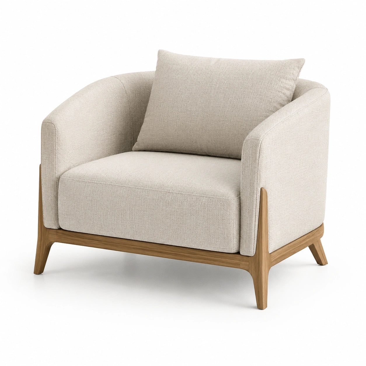 Sessel Beige mit Massivholzrahmen