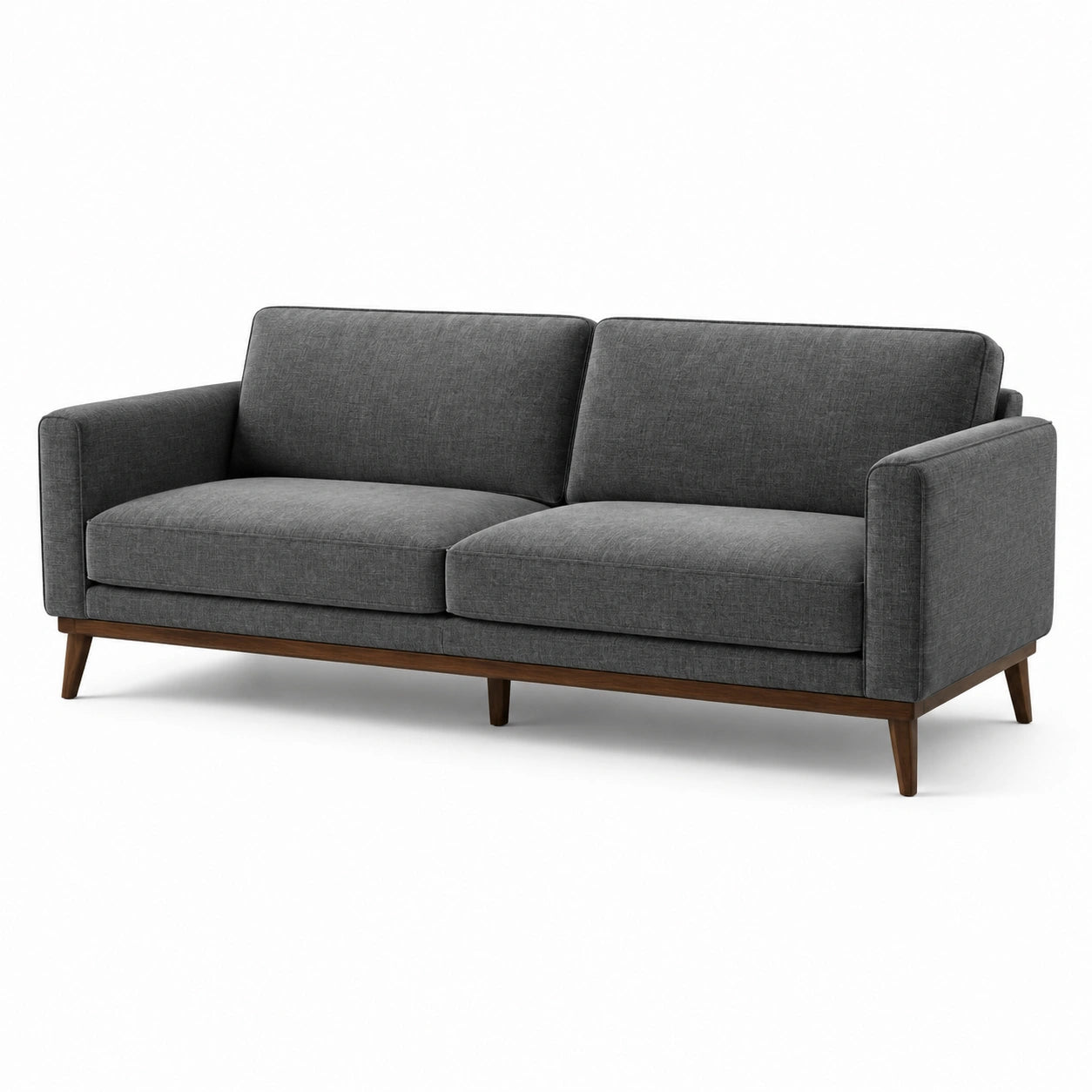 3-Sitzer Sofa grau Polyester und Massivholz 220x90x85 cm