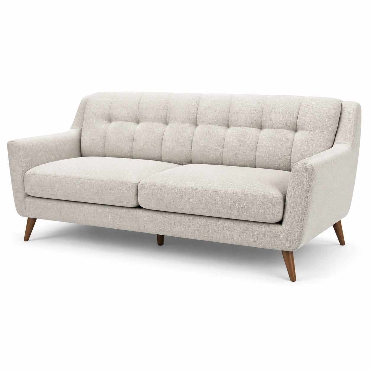 3-Sitzer-Sofa mit Holzbeinen aus Leinenmischung in Hellgrau