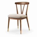 Essstuhl Eichenholz Walnuss Beige Polster