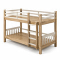 Kinder Etagenbett aus Massivholz und Stahl, Natur/Weiß, 200x90cm