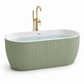 Freistehende Badewanne Acryl Grün mit Messingarmaturen