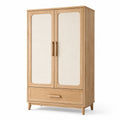 Kleiderschrank aus Eichenholz mit Baumwolltüren 180x90x50 cm