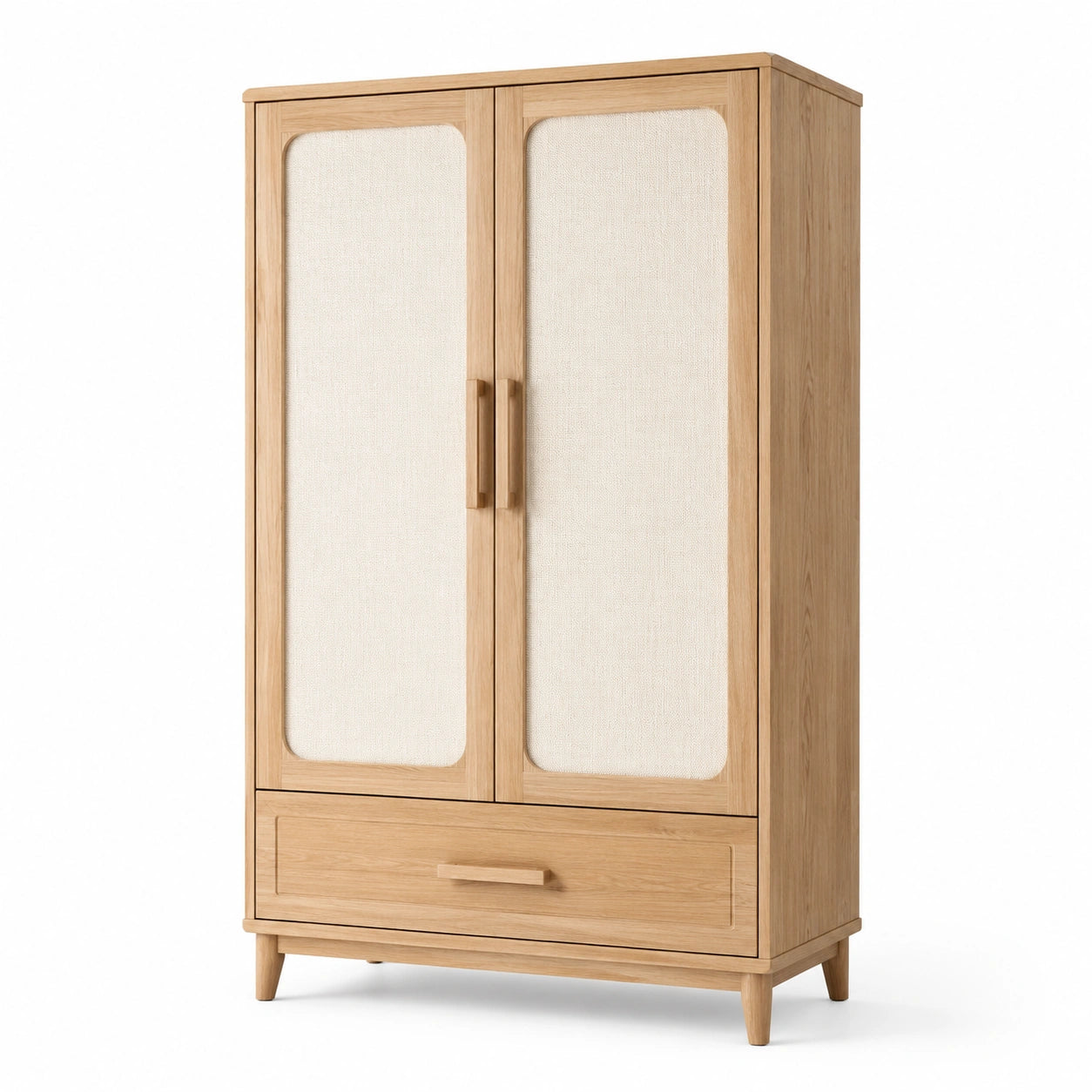 Kleiderschrank aus Eichenholz mit Baumwolltüren 180x90x50 cm